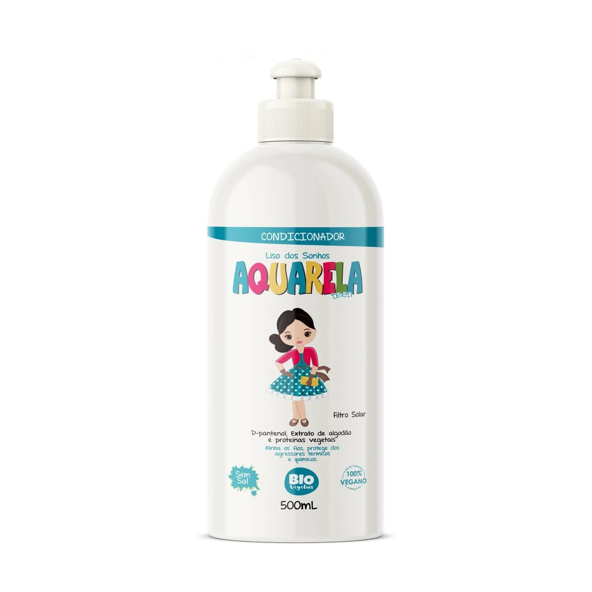 Condicionador Aquarela Teen Liso dos Sonhos Biovegetais - 500ml - Trihair Cosméticos